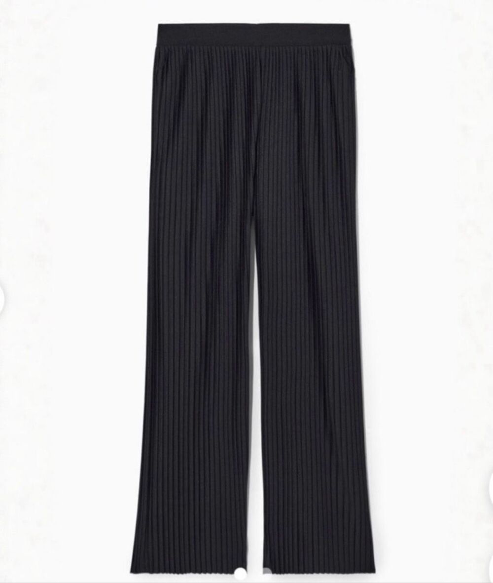 Cos black striped high rise pull on trouser pant small